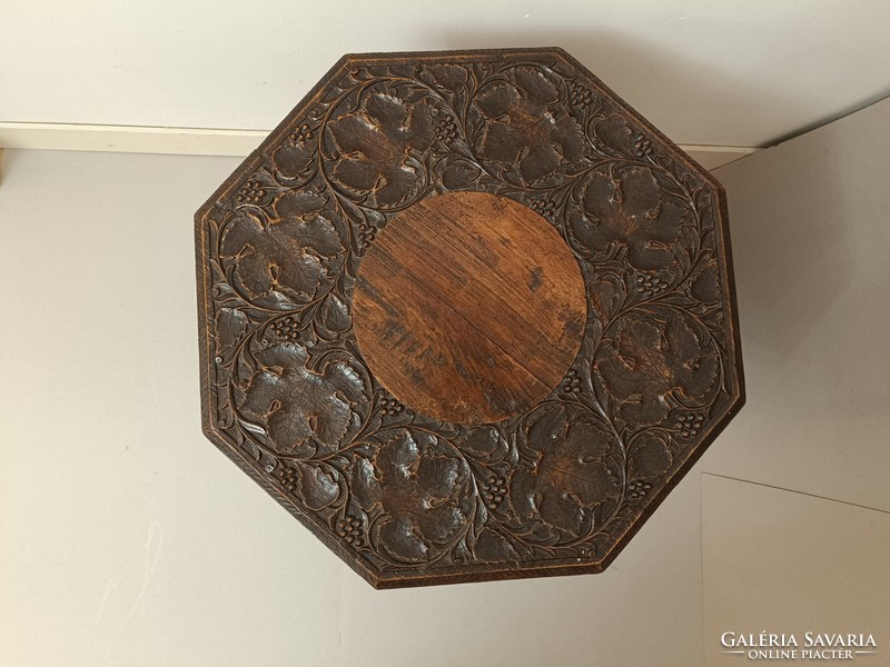 Antik arab bútor összecsukható dúsan faragott fa kávé tea asztal Marokkó Algéria 221 8405