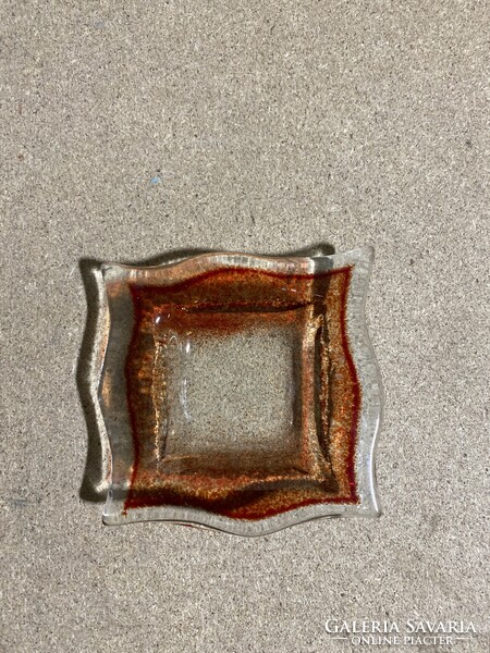 Diszüveg gyűrűtartó, 10 x 10 cm-es, hibátlan alkotás. 3065