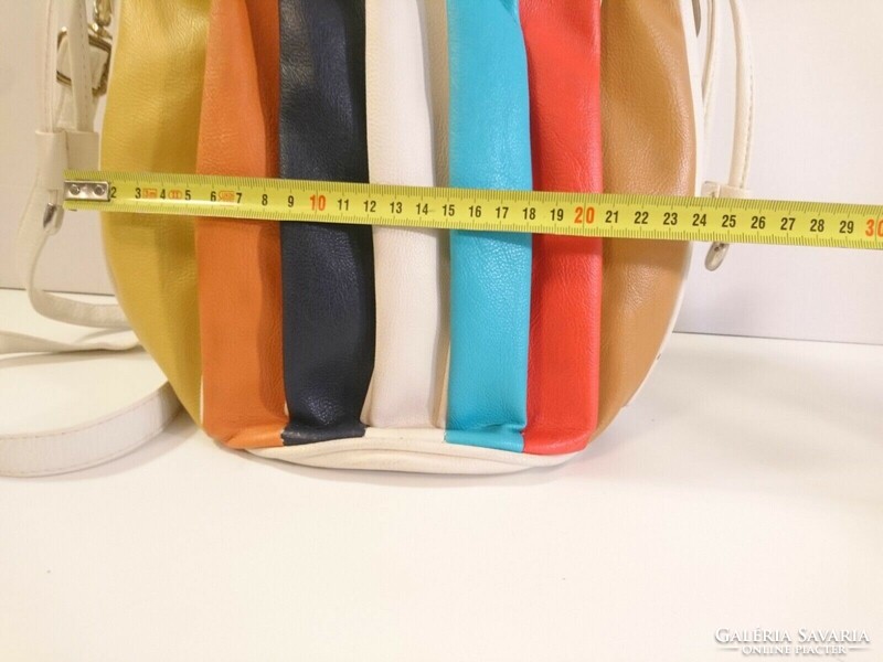 Super vintage faux leather shoulder bag with retro rainbow colors from the 1970s