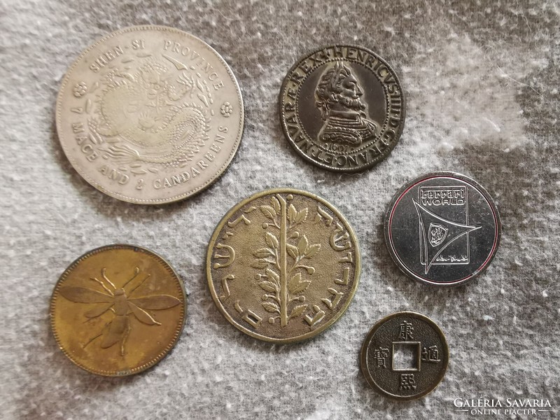 6 older chips, tokens (including Shen-si province 7 mace and 2 candareens)