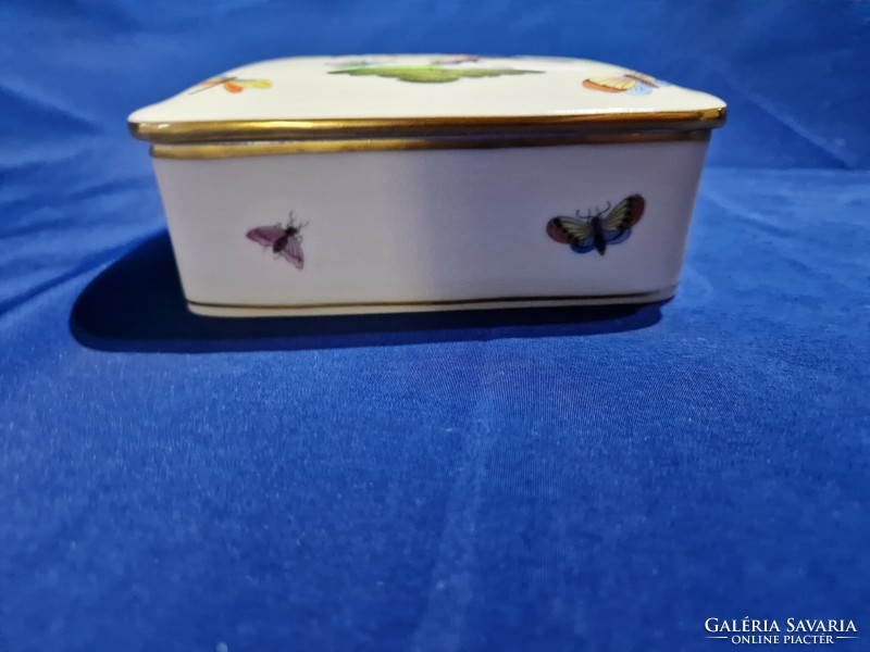 Herendi vintage Rothschild mintás négszögletes bonbonier/ékszeres doboz, (sérült)