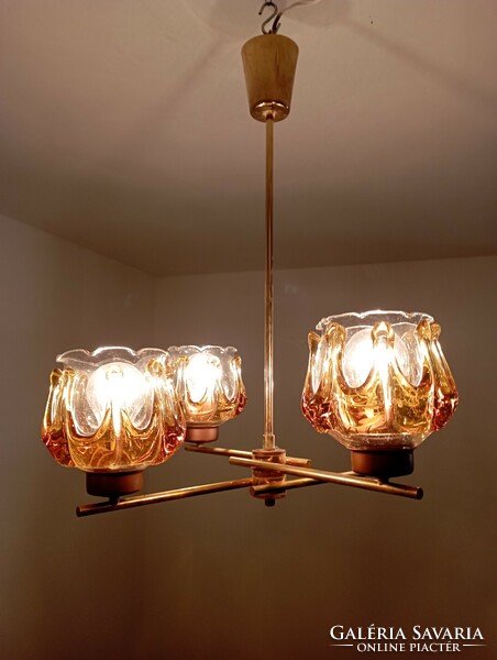 Vintage chandelier, glass, copper 1960/70