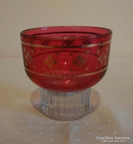 Indiai hatású piros üveg pohár