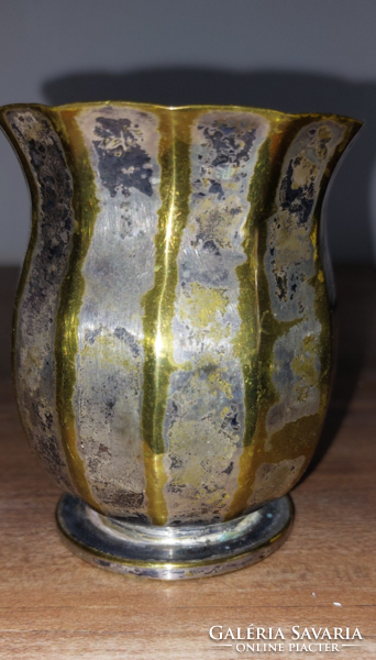 Antique, vintage, art deco patinated copper vase, 9 cm high