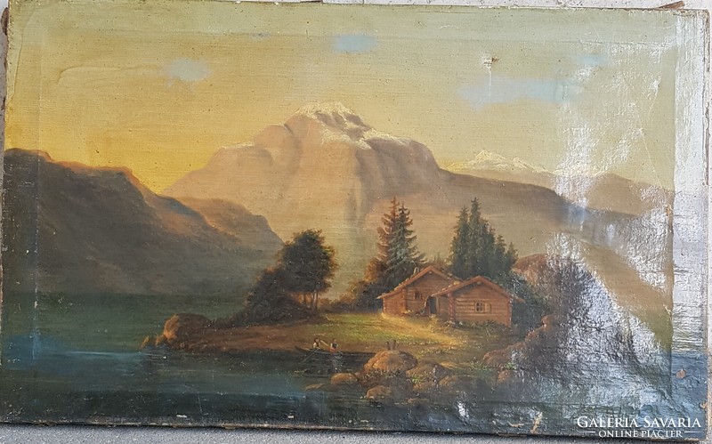 A.  CALAME jelzés : Biedermeier tájkép : Folyó a hegyek között