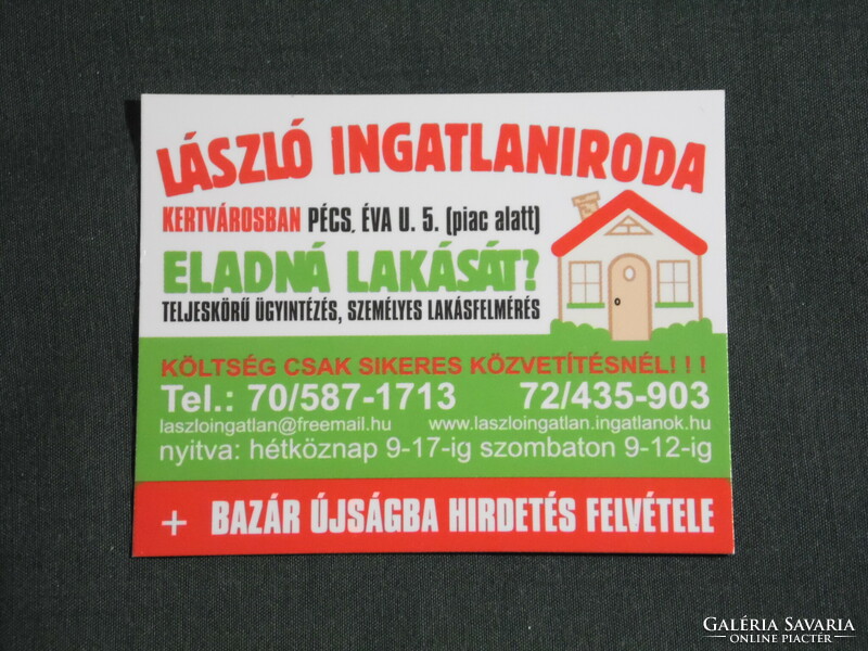 Card calendar, small size, László real estate office, Pécs, graphic, 2008, (6)