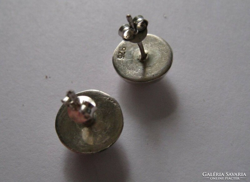 Large, hemispherical, lens silver earrings