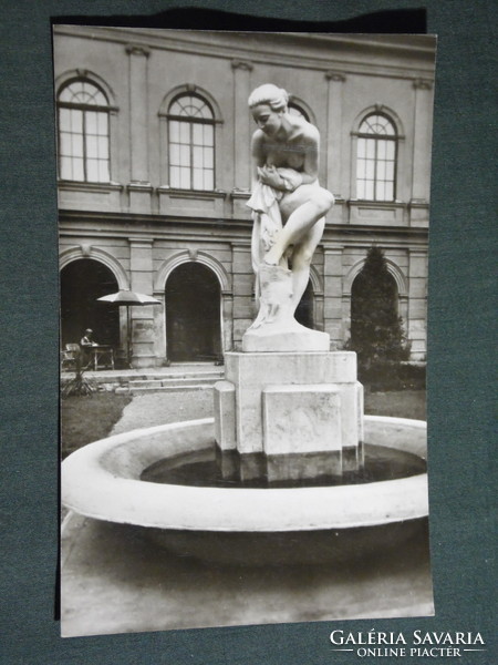 Postcard, Balatonfüred, Miklós strobe of Kisfalud, naked statue of a lizard