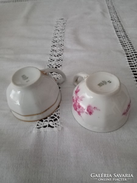 2 antique Zsolnay porcelain coffee cups --- to complement the set