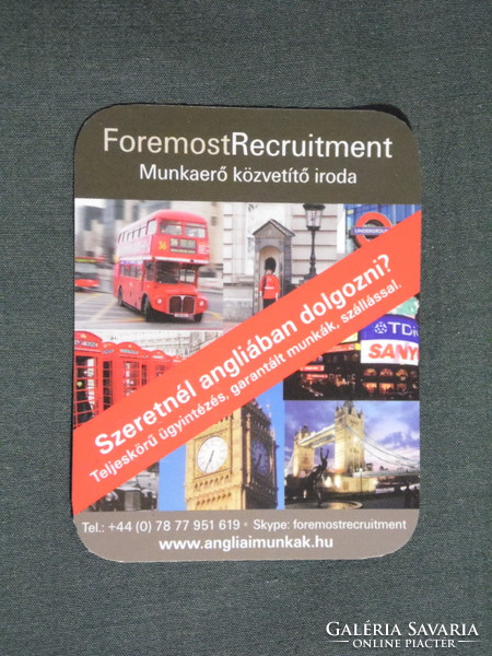Kártyanaptár, kisebb méret, Foremost Recruitment munkaerő közvetítő iroda,autóbusz, 2008, (6)