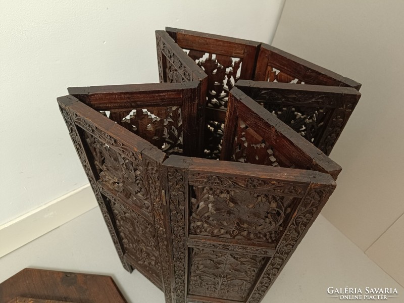 Antik arab bútor összecsukható dúsan faragott fa kávé tea asztal Marokkó Algéria 221 8405