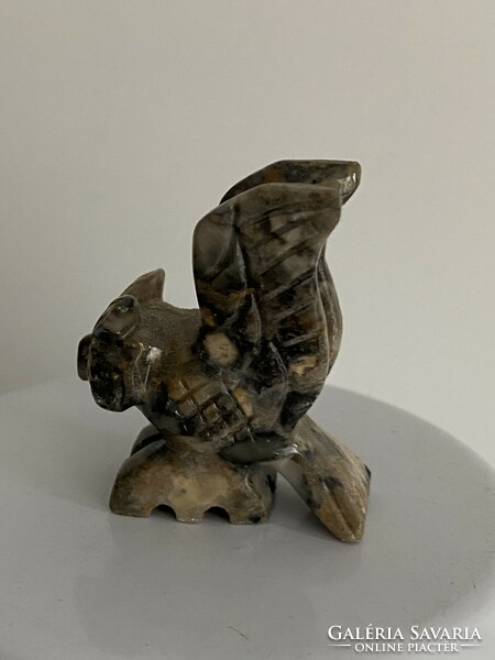 Bagoly-gyűjteményből  régi bagoly figurás kőből faragott dísz dekoráció 3,5 cm
