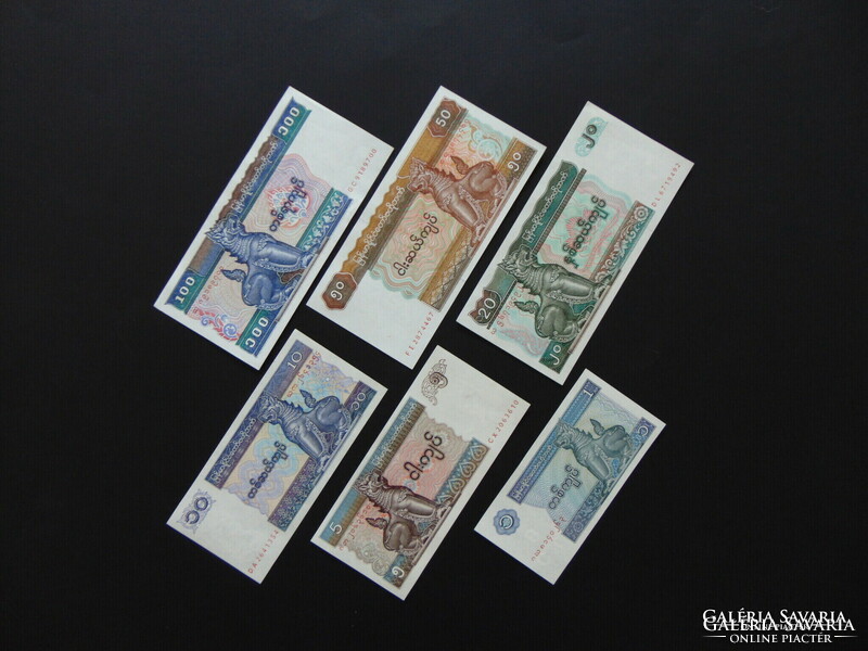 Myanmar 6 kyats banknotes lot ! Unfolded banknotes
