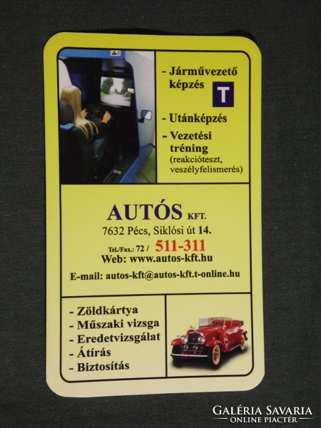Kártyanaptár, Autós Kft, Pécs, autósiskola, műszaki vizsga műhely, 2008, (6)