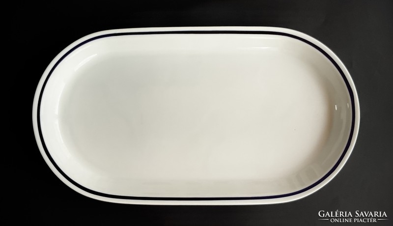 Alföldi large oval blue striped serving bowl canteen uniset