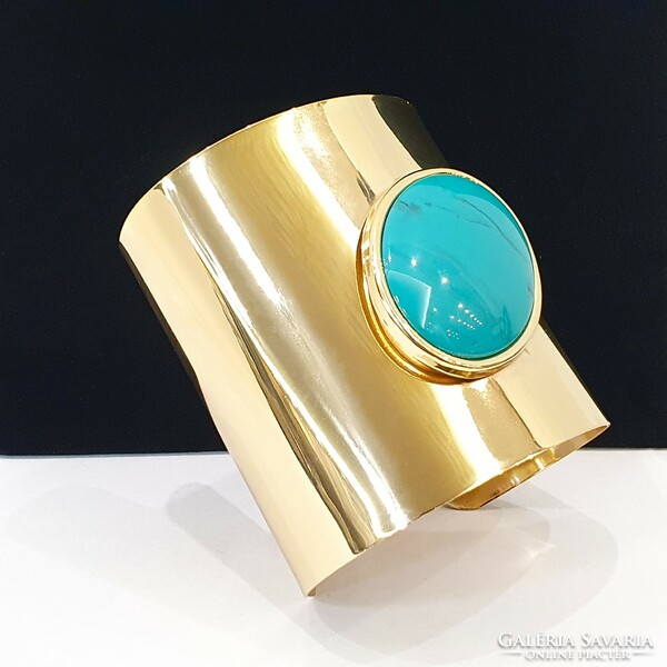 Napier marked wide gold/turquoise bracelet
