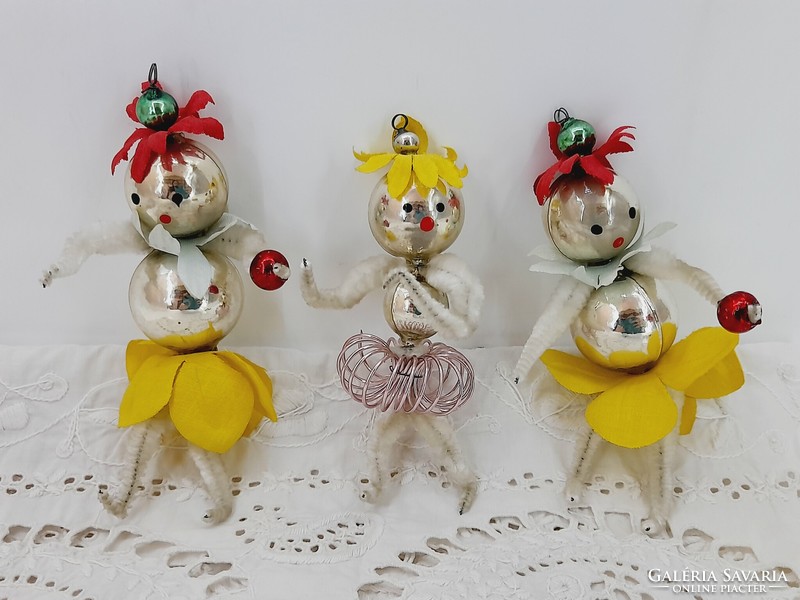 Chenille - glass figurines, Christmas tree decoration, dancers, 3 pieces in one