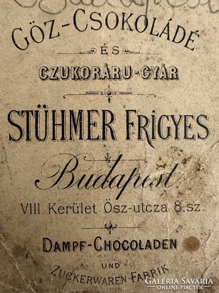 Fréderich Stühmer Budapest csokoládéteklám 1880-1890