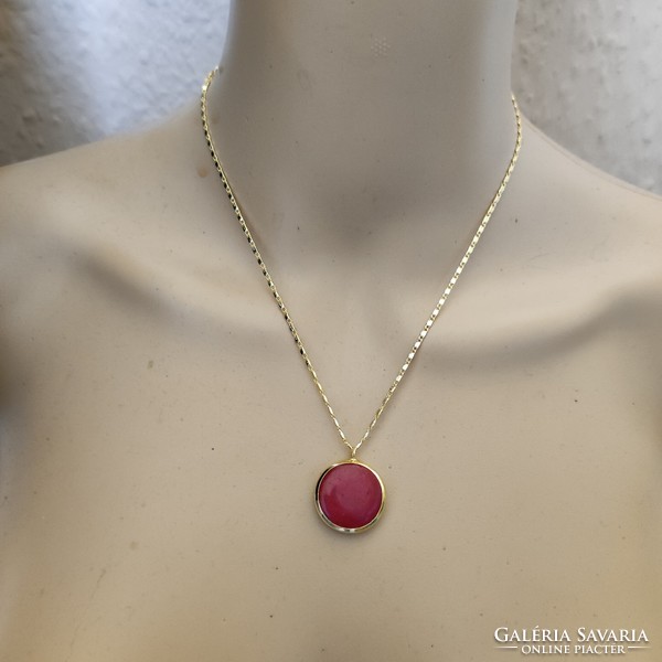 New! Beautiful gold-plated necklace with ruby stone 40 +5cm