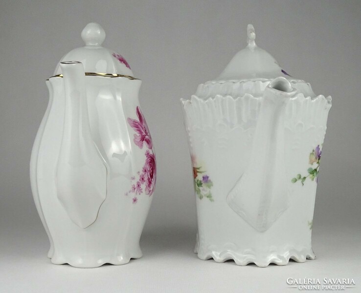 1Q497 old damaged porcelain tea pouring teapot 2 pieces