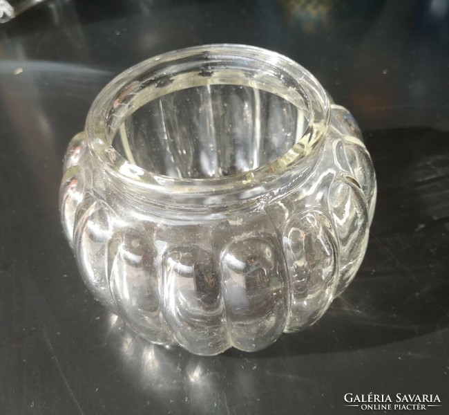 Bordázott üveg tálka, tartó, üvegbúra 10 cm átmérő