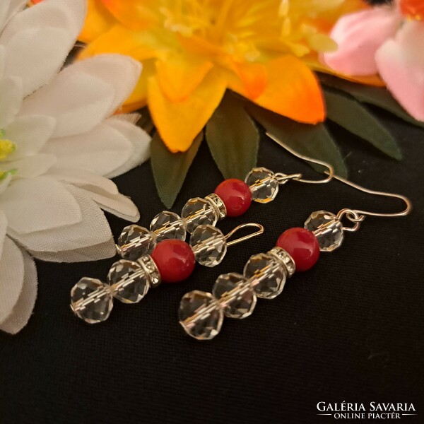 Coral and crystal set 4 cm
