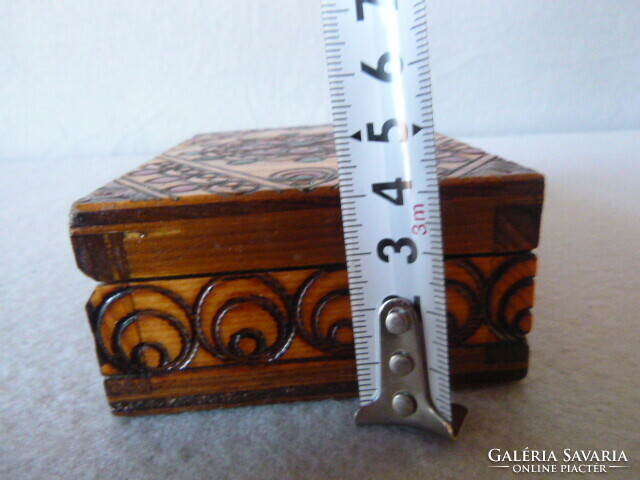 Old wooden carved jewelry box, letter box, cigar box.