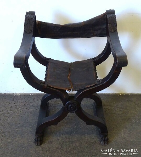 1Q579 antique folding carved Venetian chair throne chair