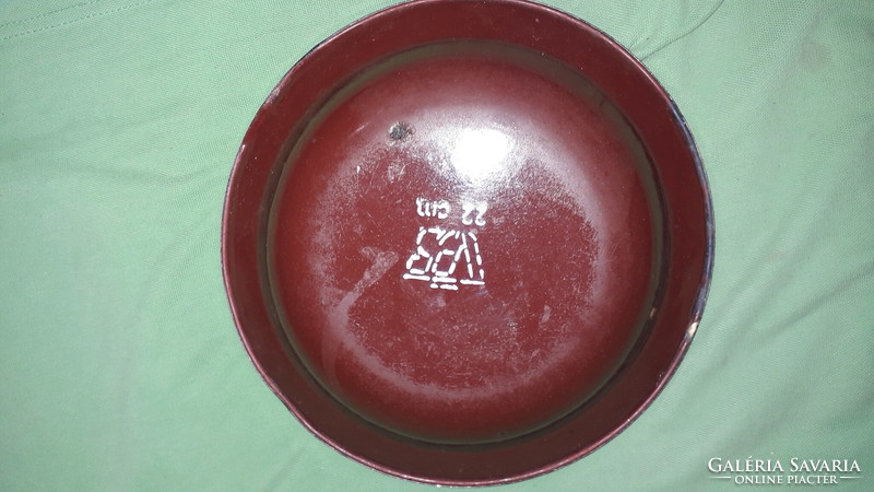 Régi zománcozott jelzett fém tál tányér 22 cm átmérő a képek szerint