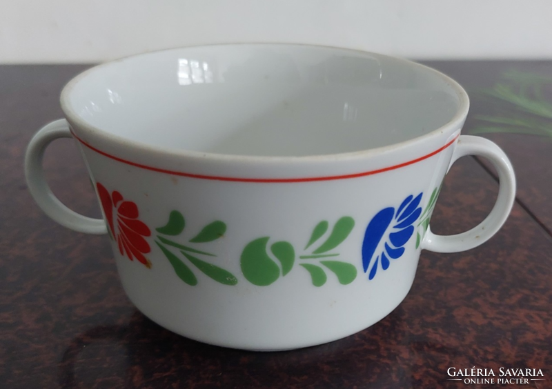 A rare specimen! For replacement! Retro lowland porcelain soup cup with Hungarian folk decor 1 pc