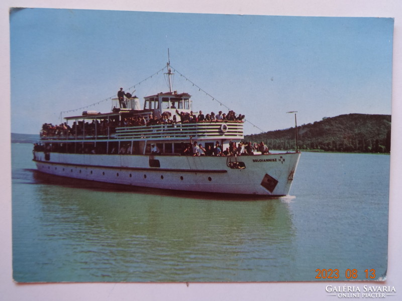 Old postcard: greetings from Balaton (Beloiannis cruise ship) (1975)
