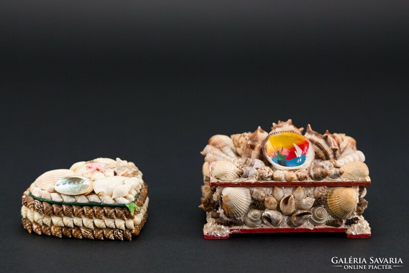 Shell jewelry boxes, 2 pieces.