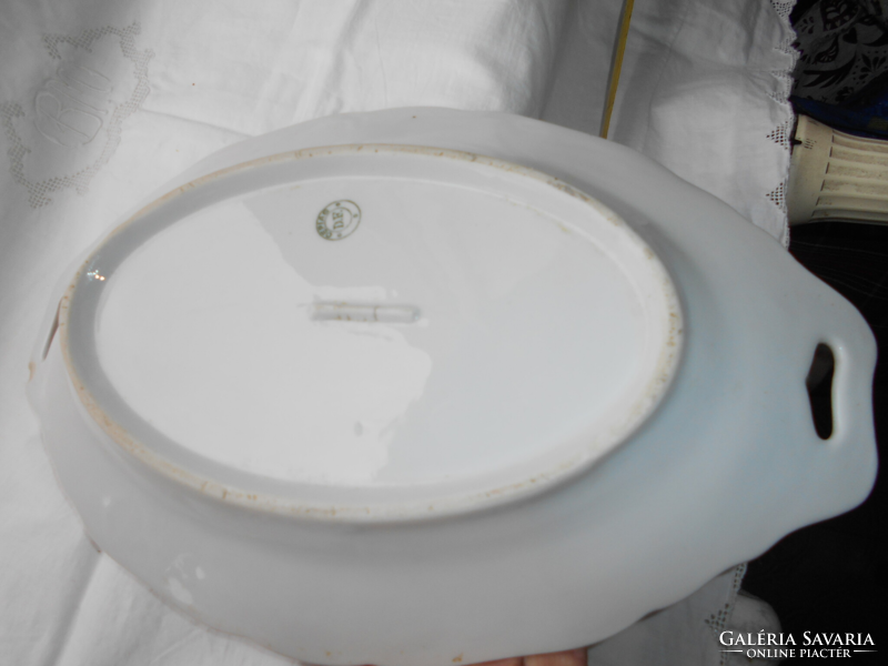 Antik  tradicionális darab - porcelán füles pecsenyés tál -domború minta  31,5 cm X 22 cm