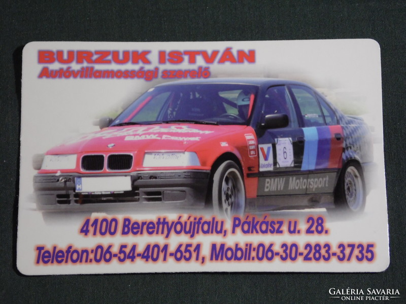Kártyanaptár, Burzuk István autóvillamossági szerelő, Berettyóújfalu, BMW Rally autó, 2008, (6)