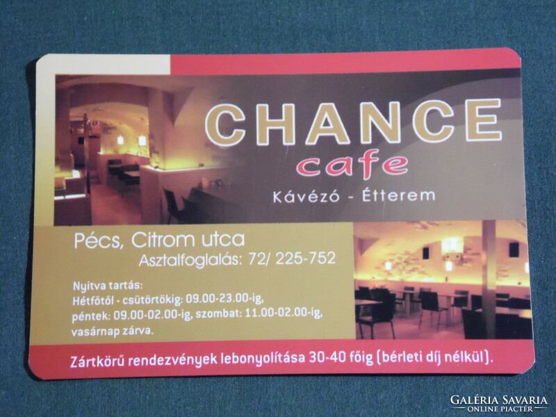 Kártyanaptár, Chance Cafe kávézó étterem, Pécs, 2008, (6)