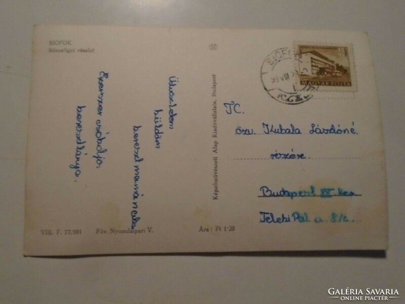 ZA490.40  - Kubala László feleségének (Daucik Anna)  küldött képeslap  Siófok 1959