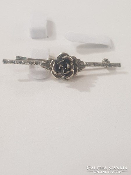 SZÉP régi ezüst rózsa bross jelzett