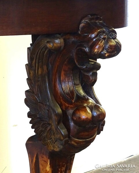 1Q577 antique lion carved round coffee table