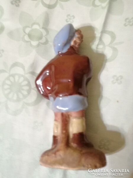 Antique ceramic boy with football 16 cm