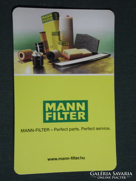 Kártyanaptár, Mann Filter, gépjármű,autó szűrő, olajszűrő, 2008, (6)