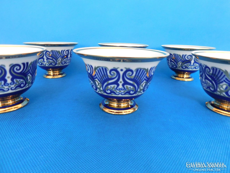 Hollóházi matrix patterned 6-piece Saxon ice cream or dessert set!