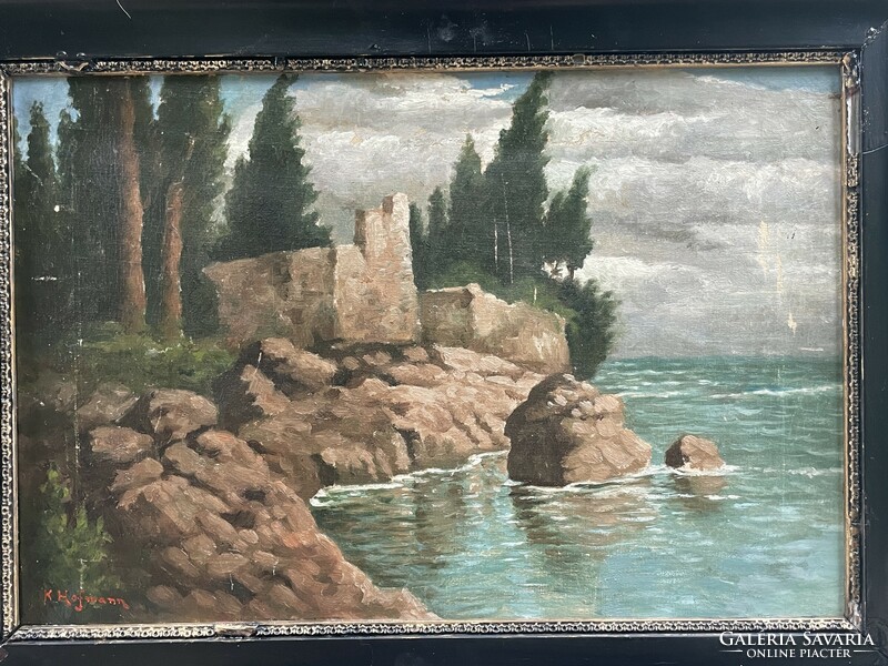 Karl Hofmann (1852-1926) - seascape with castle ruins