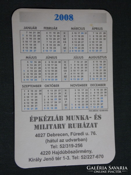Card calendar, able-bodied work military clothing store, Debrecen, Hajdúböszörmény, 2008, (6)