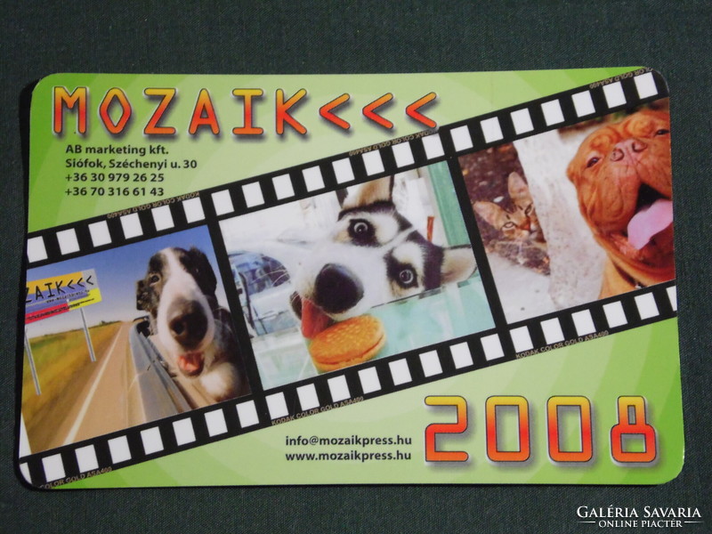 Card calendar, mozaik press, ab marketing office, Siofok, graphic, humorous, dog, 2008, (6)