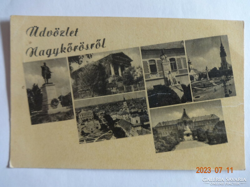 Régi postatiszta képeslap: Nagykőrös, részletek (1955)