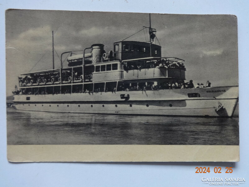 Old postcard: Beloiannis pleasure boat on the Balaton (1958)