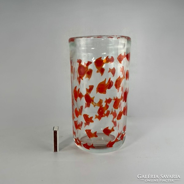 Large Murano rare fish mid-century glass vase