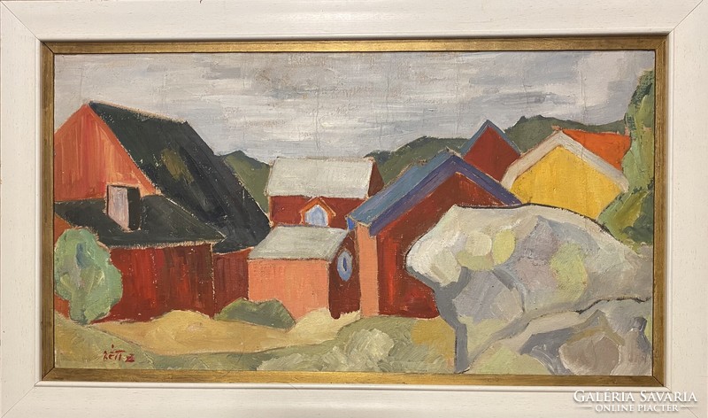 Réti Zoltán: houses - oil, wood