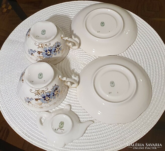 Zsolnay cornflower patterned tea set (2 cups with coasters as a gift filter holder)