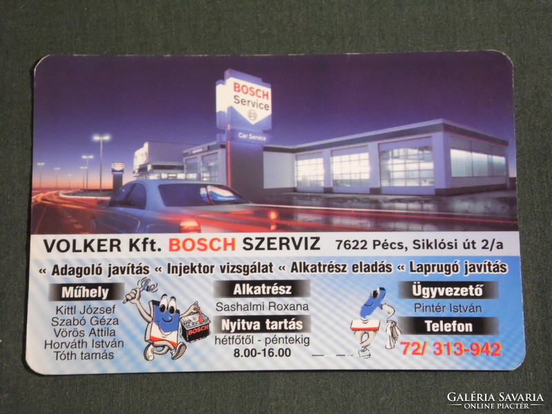 Kártyanaptár, Bosch autóalkatrész üzlet,szerviz, Pécs, 2008, (6)